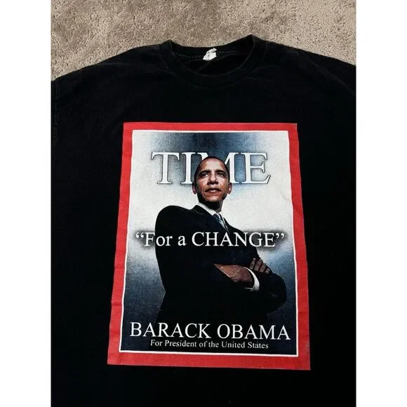 Vintage Mens Tshitr Barack Obama T-Shirt President 2008 Election Adult Tan Sz XL - Picture 3 of 6